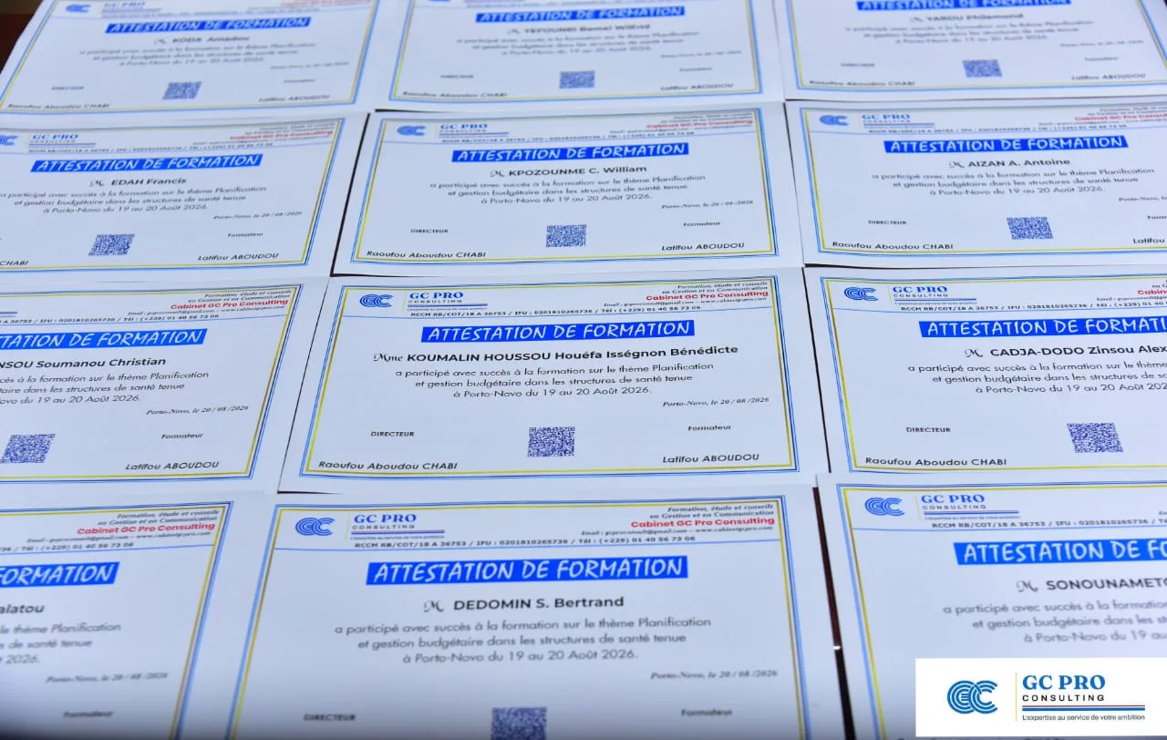 Coulisses de la formation sur la planification et la gestion budgétaire dans le secteur de la santé. Formation qui a eu lieu à Porto-Novo (Rép. du Bénin) du 19 au 20 août 2026